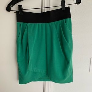 Green mini skirt